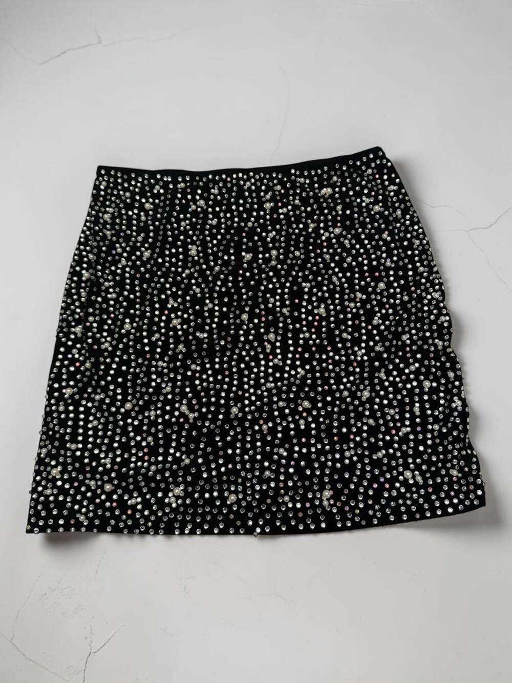 Windsor Iconic Glamour Rhinestone And Pearl Mini Skirt - Large